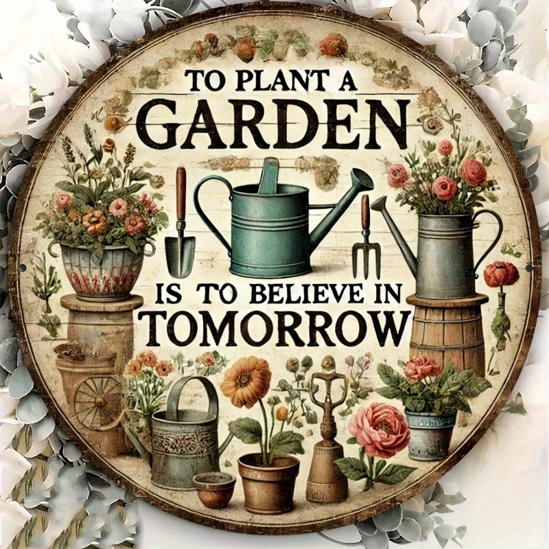 Gardening Tools Gifts - 2D Flat, Rustic Farmhouse Wooden Garden
