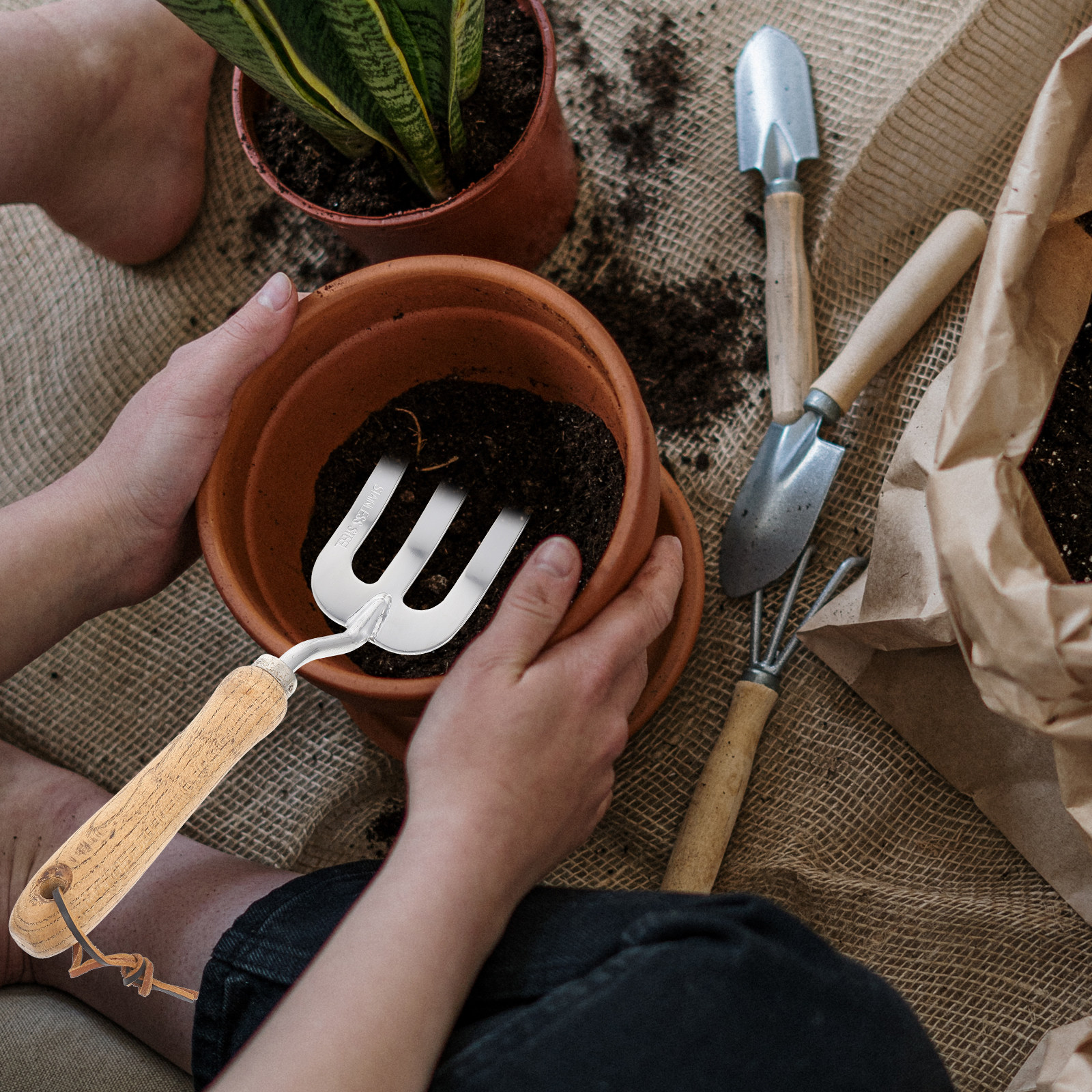 Spade Digging Fork - Gardening Shovel Stainless Steel Trowel Three