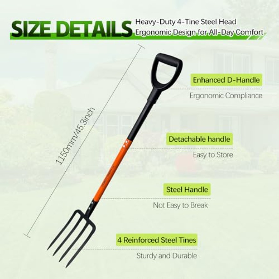 Pitch Fork for Garden 4-Tines  - Spade Digging Fork review and price