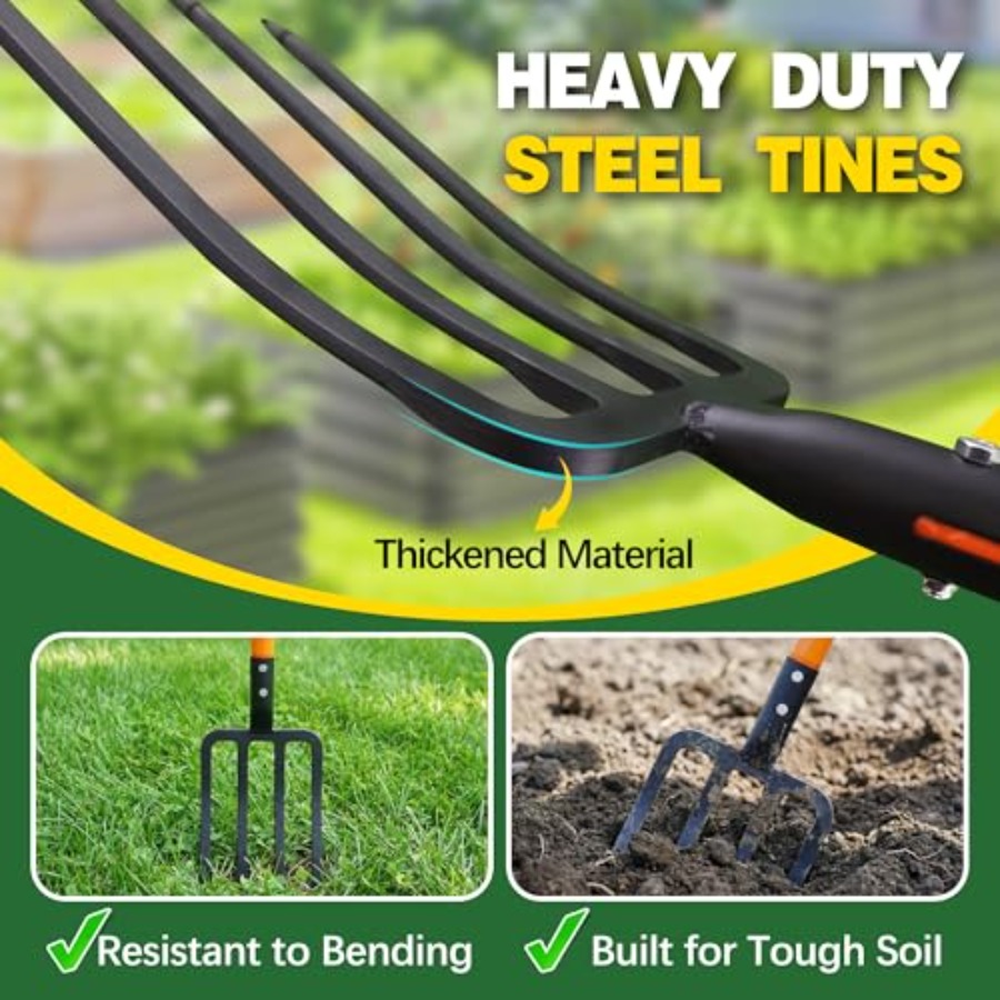 Pitch Fork for Garden 4-Tines  - Spade Digging Fork review and price