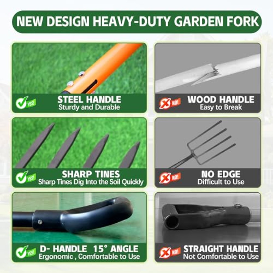 Pitch Fork for Garden 4-Tines  - Spade Digging Fork review and price