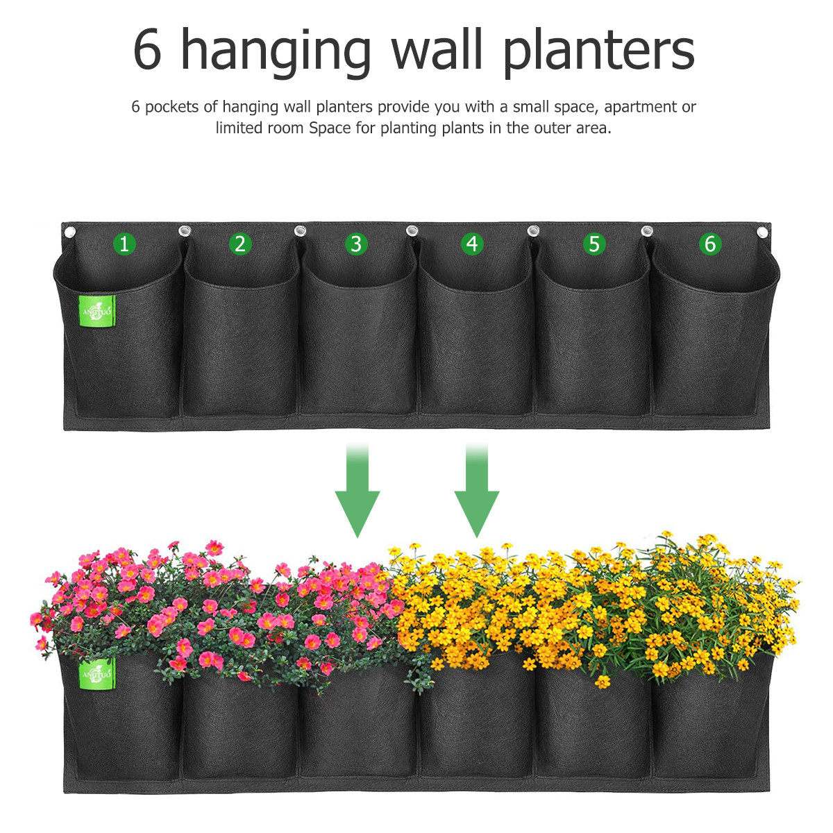 6 Pocket Wall Hanging Plant Ba - Grow Bags review and price