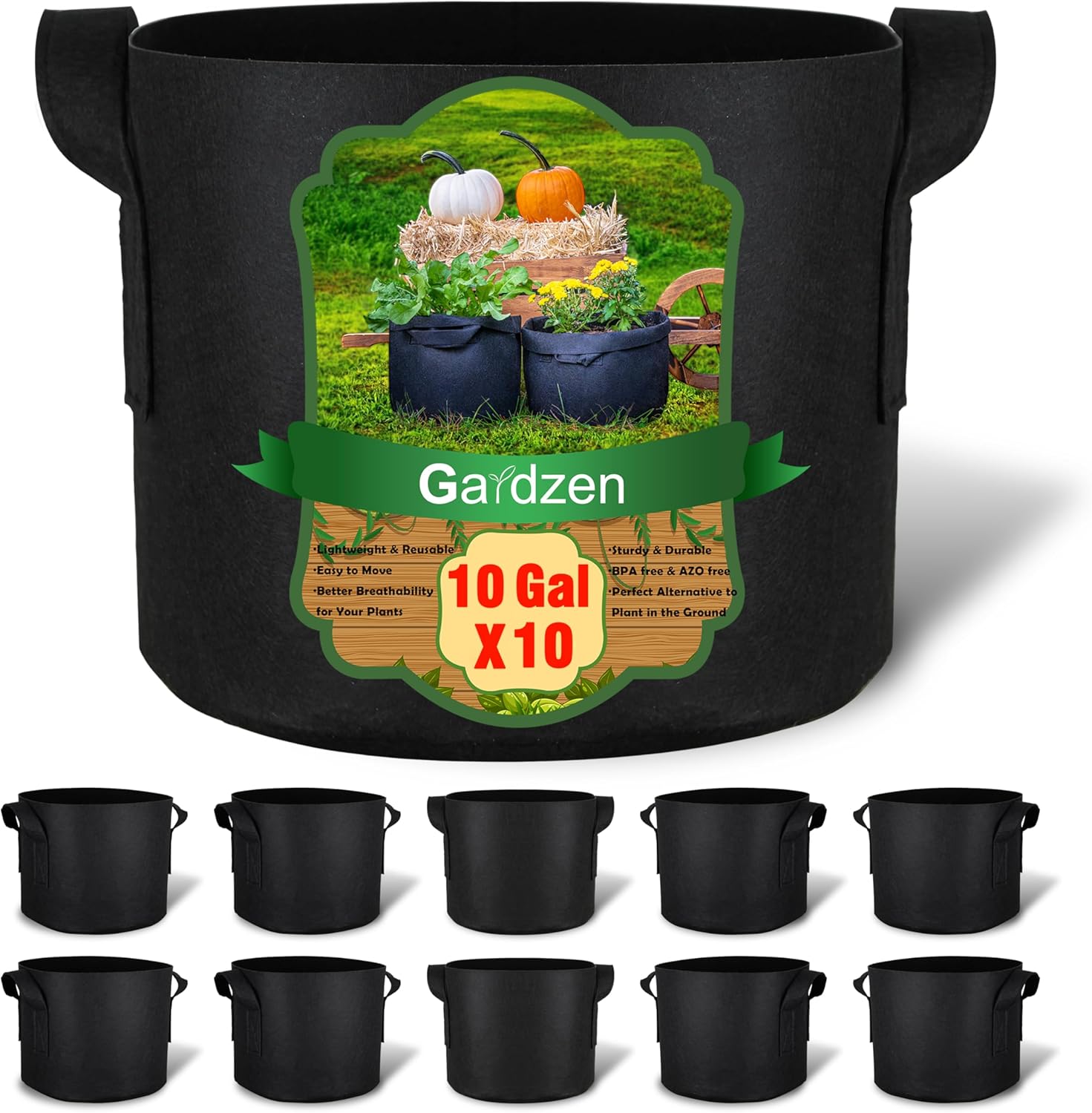 10-Pack 10 Gallon Grow Bags, 3 - Grow Bags review and price