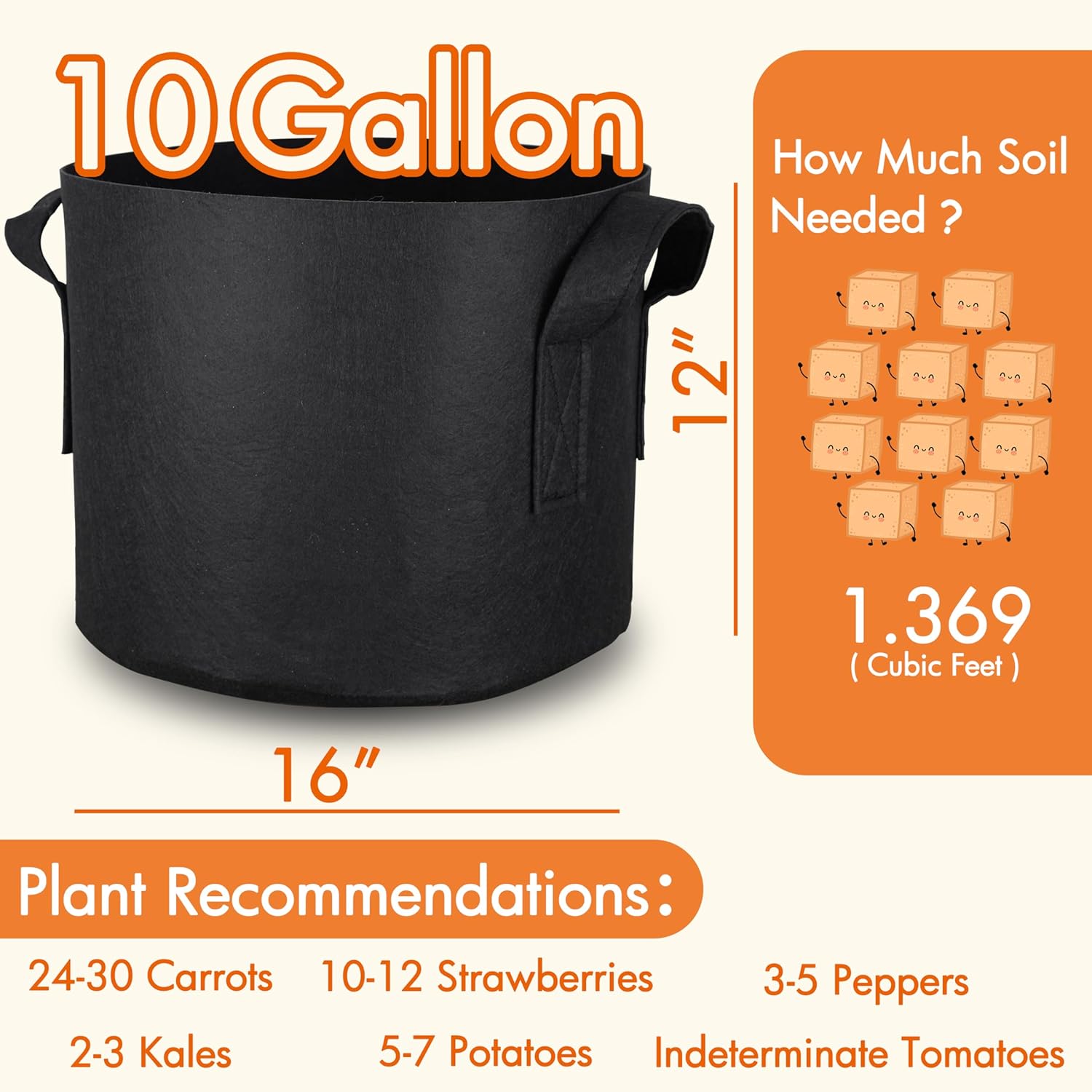 10-Pack 10 Gallon Grow Bags, 3 - Grow Bags review and price