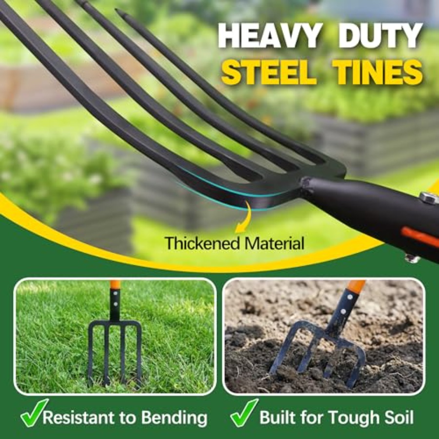 Pitch Fork for Garden 4-Tines  - Spade Digging Fork review and price